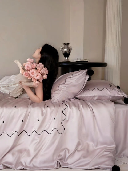 Luxurious Polka Dot Tencel Lyocell Queen Duvet Cover Set - Silky Smooth Elegance