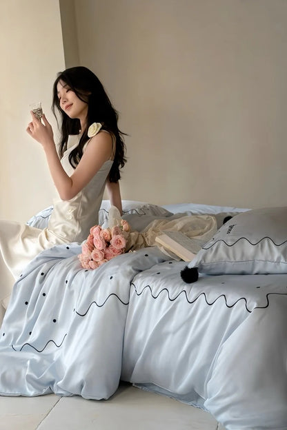 Luxurious Retro Nordic Tencel Lyocell Queen Duvet Cover Set - Silky Smooth Elegance