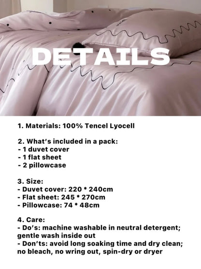 Luxurious Polka Dot Tencel Lyocell Queen Duvet Cover Set - Silky Smooth Elegance