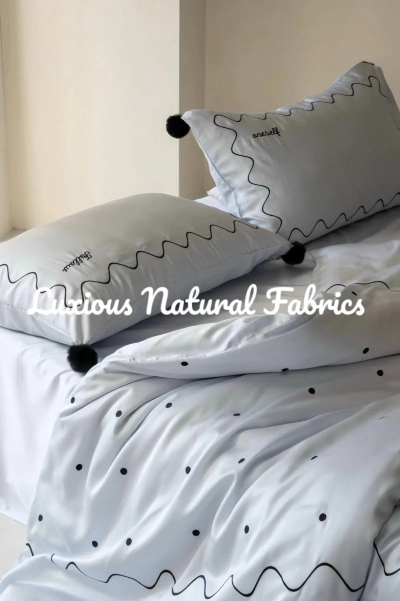 Luxurious Retro Nordic Tencel Lyocell Queen Duvet Cover Set - Silky Smooth Elegance