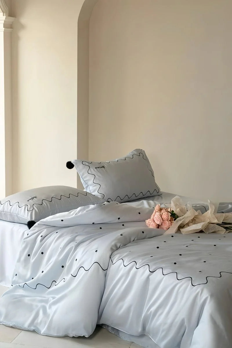 Luxurious Retro Nordic Tencel Lyocell Queen Duvet Cover Set - Silky Smooth Elegance