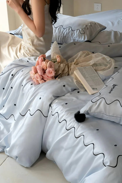 Luxurious Retro Nordic Tencel Lyocell Queen Duvet Cover Set - Silky Smooth Elegance